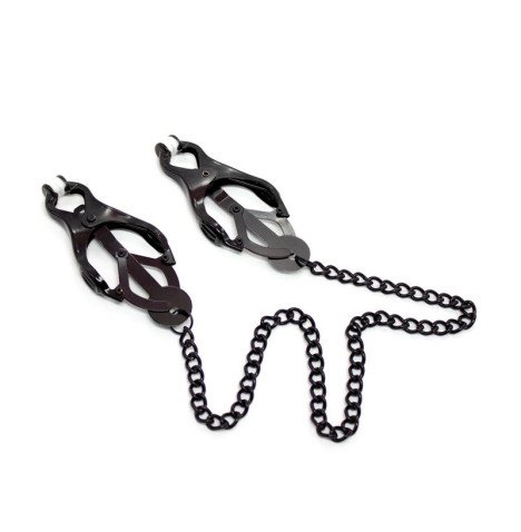 Japanese Nipple Clamps with Chain Black